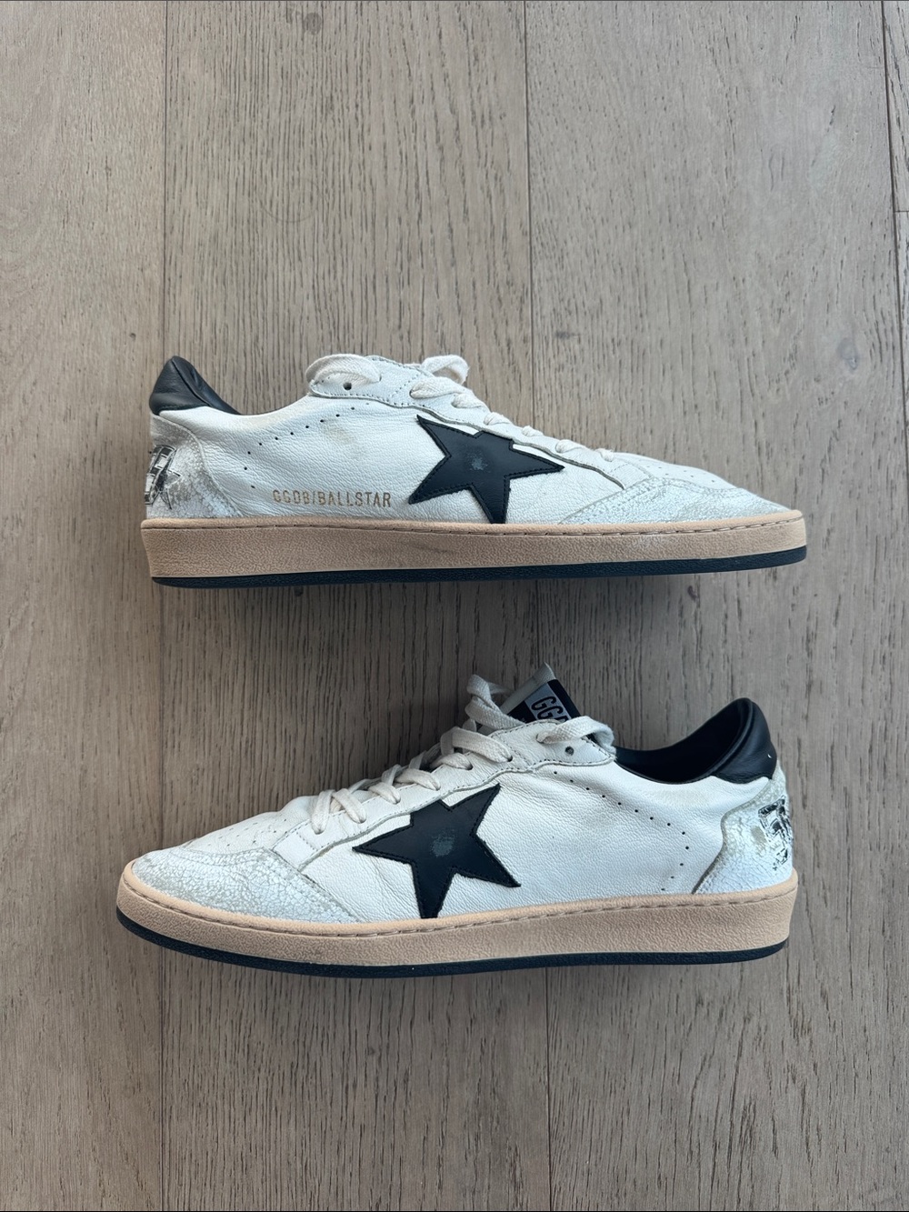 Authentic Golden Goose White Ballstar Sneakers — Size 10